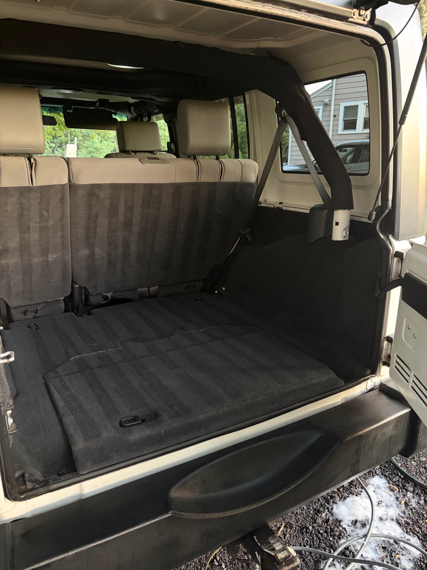 Jeep Wrangler cargo area carpet deep cleaned