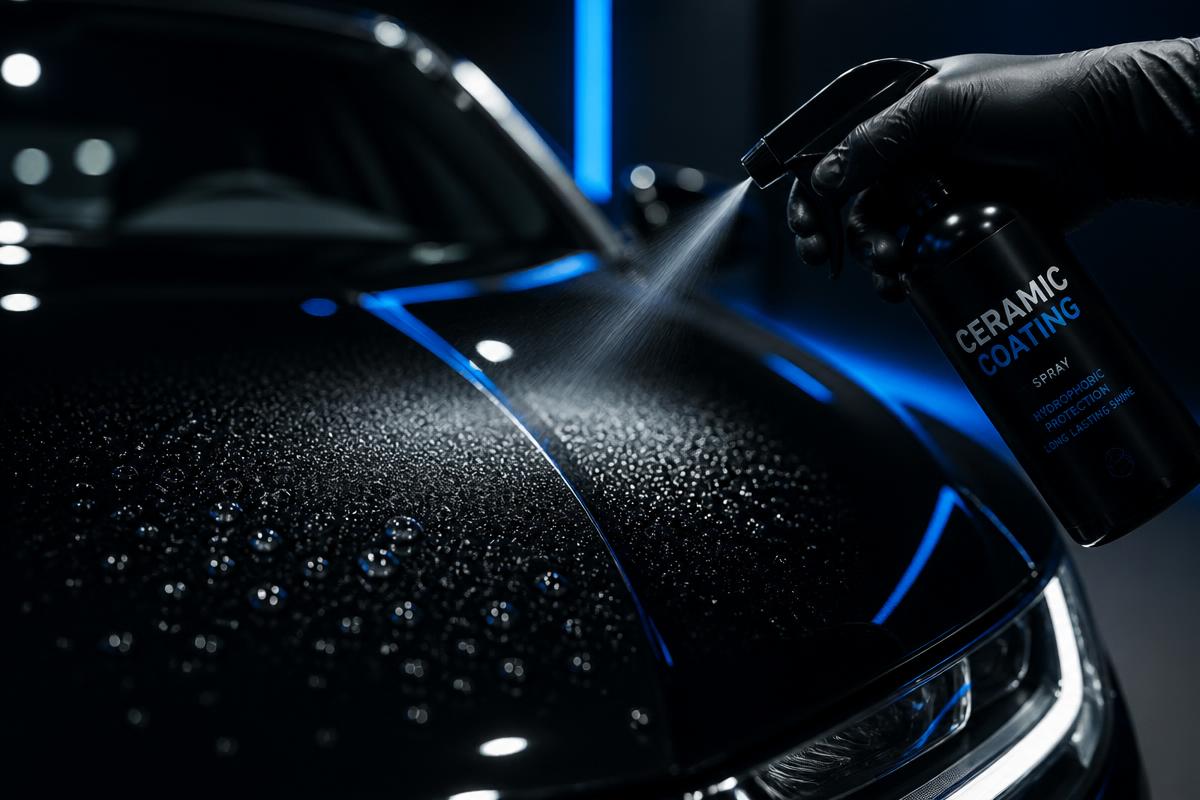 Ceramic spray protection being applied