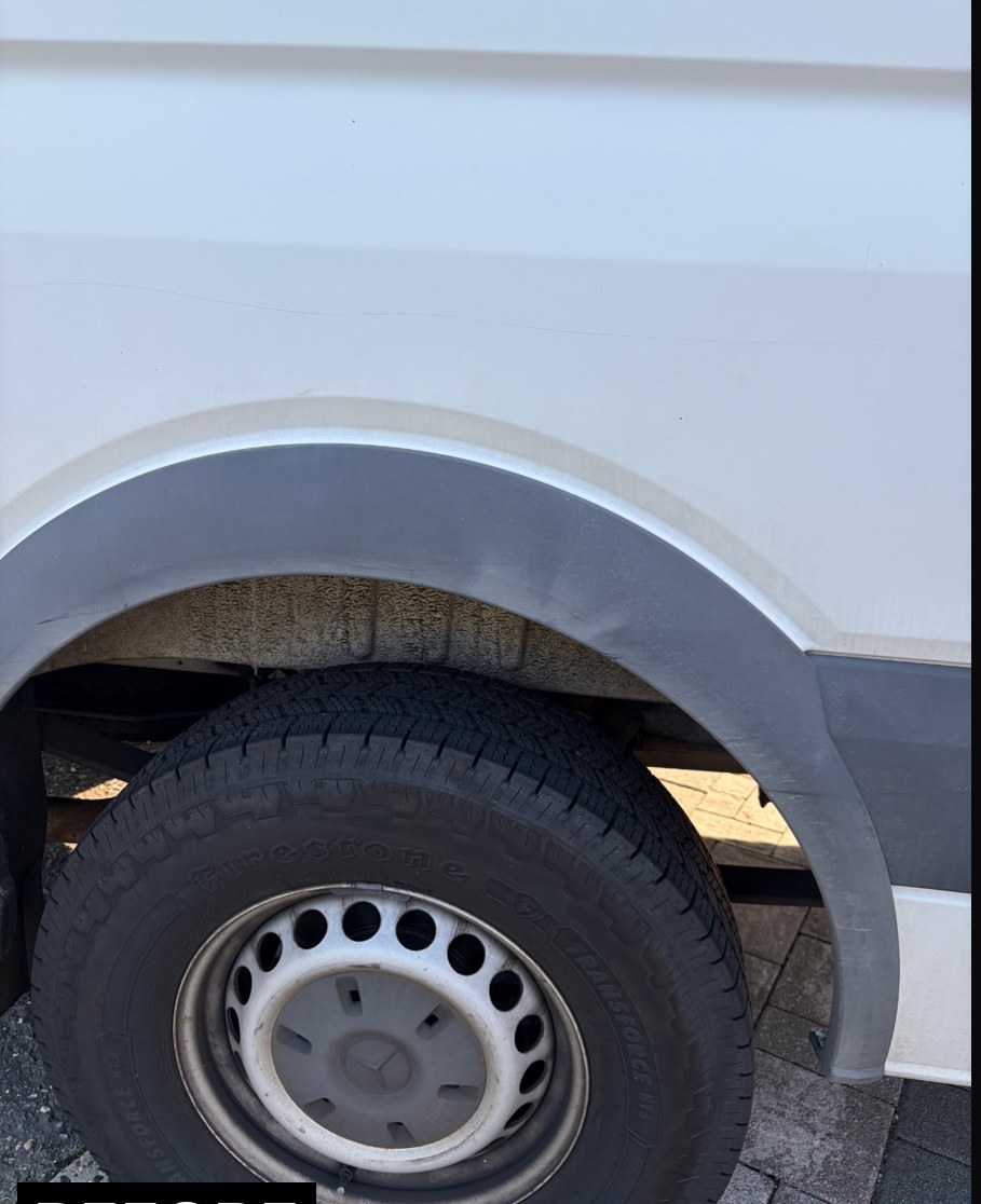 Wheel and tire before and after deep cleaning — before detailing